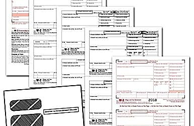 A spread of blank W-2 wage and tax statement forms with envelopes